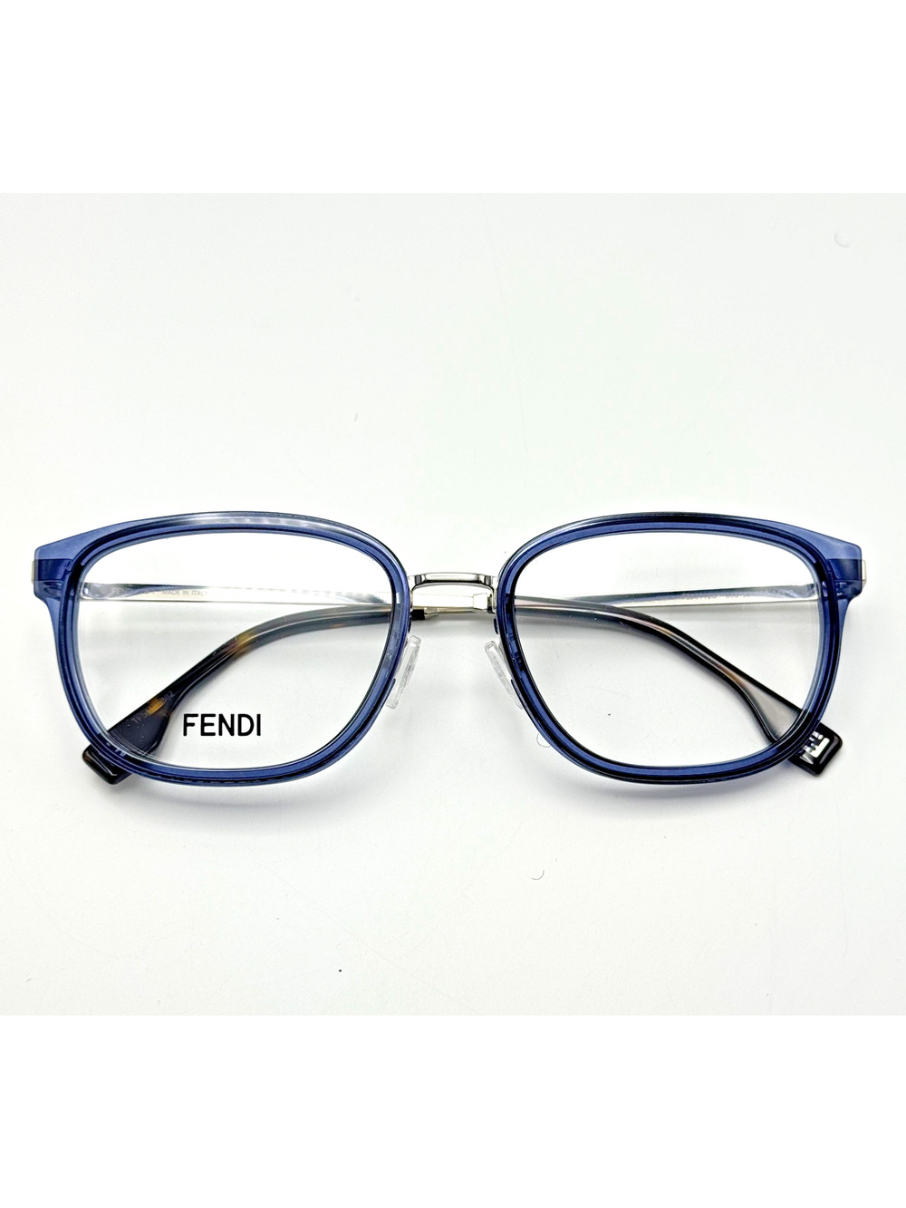 Fendi Eyeglasses Frame Travel FE50112U 090 Blue Silver Rectangle 55-19-145 New